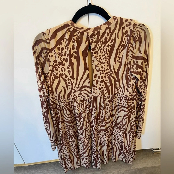 AFRM leopard print, babydoll mini dress. - Picture 5 of 7